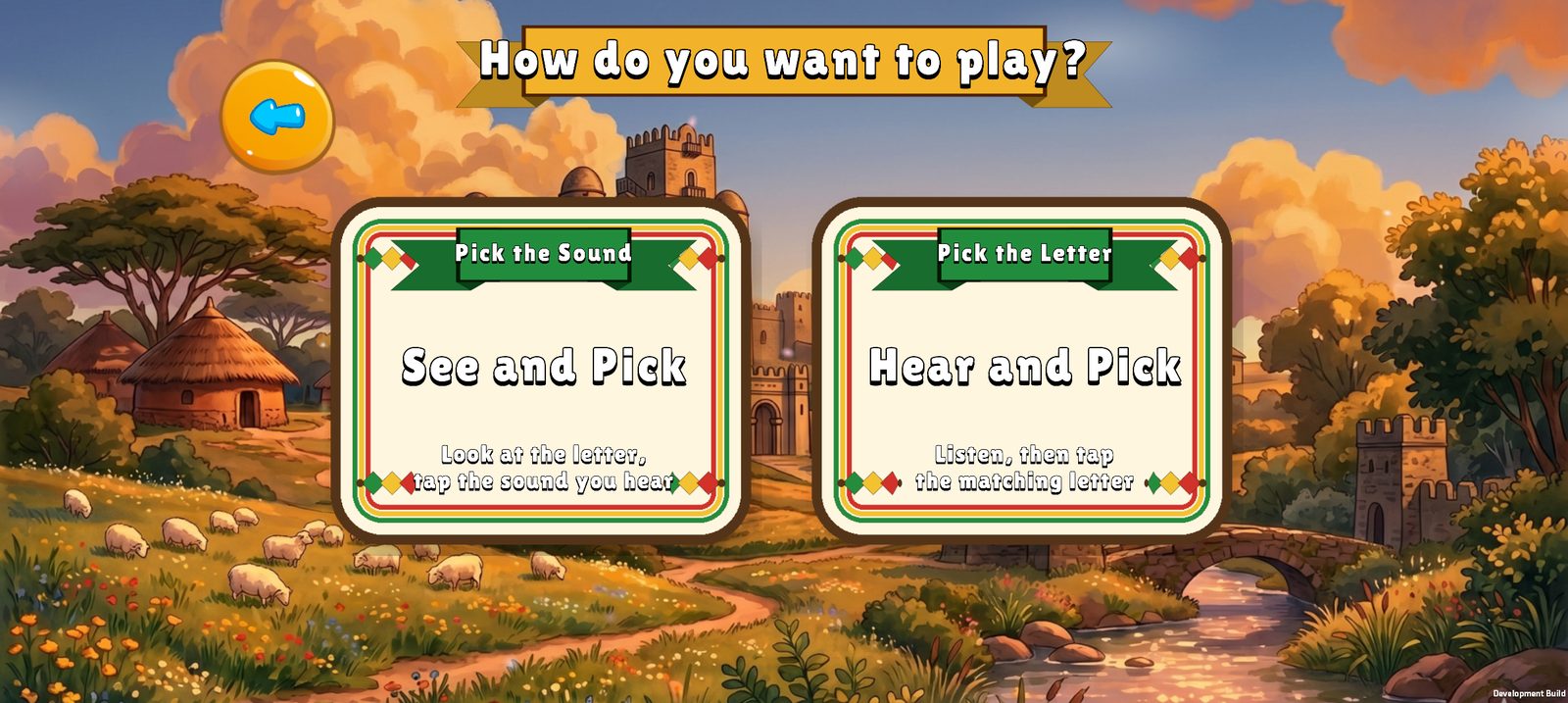 Choosing a quiz: See and Pick or Hear and Pick.
